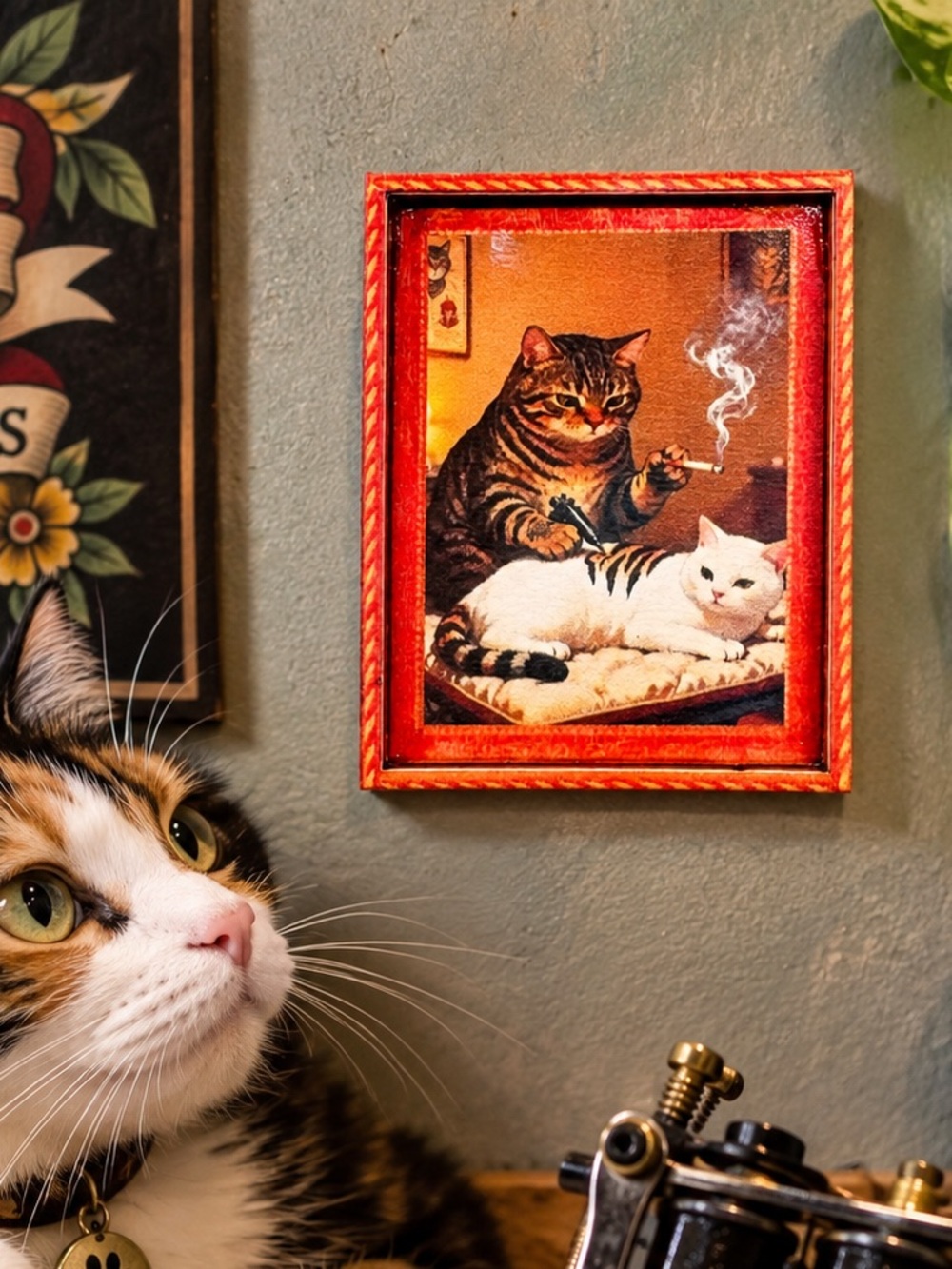 Tattoo Artist Cats Funny Framed Refrigerator Magnet